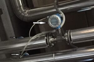 9. Water flow meter and temperature probes.